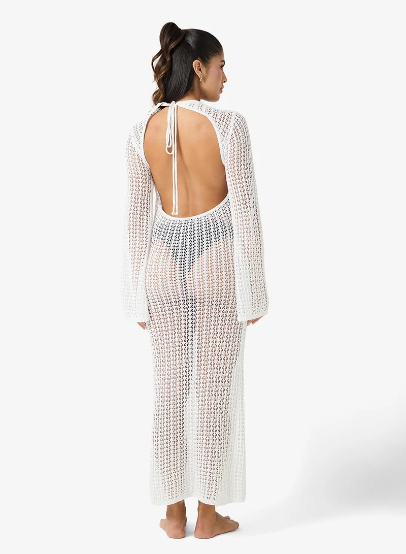 Ginger Crosage Detail Crochet Beach Dress